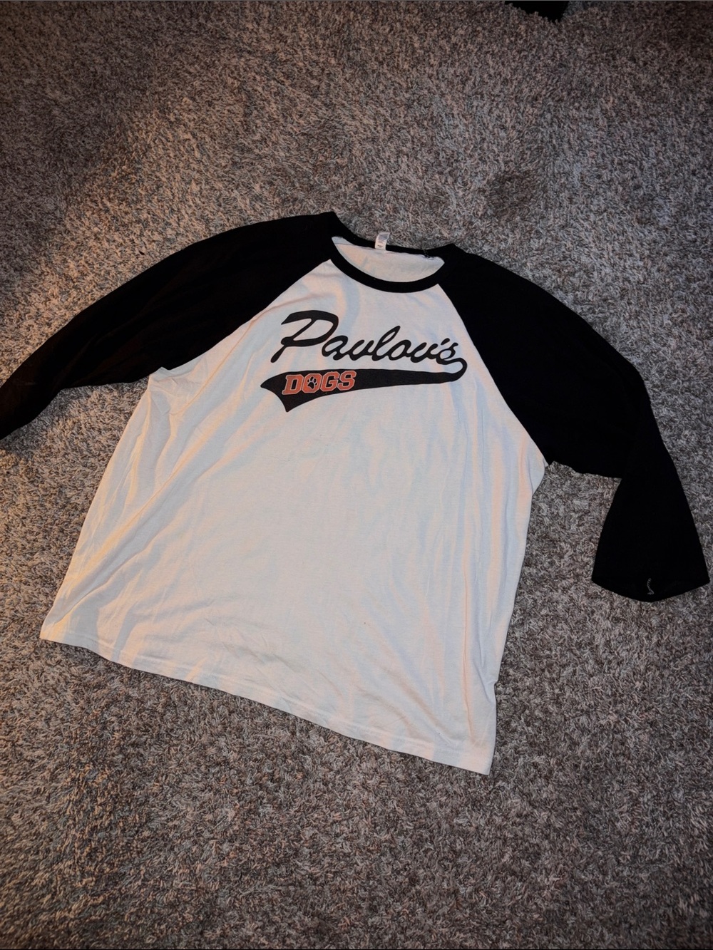 two and a half men merch pavlovs Dogs Black & White Raglan Baseball Shirt